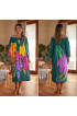 Hand Painted Rayon Off Shoulder Dress